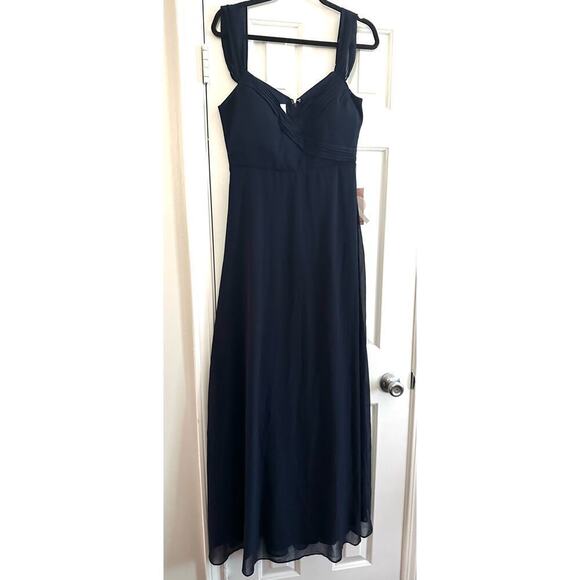 NWT Birdy Grey SPENCE Convertible Chiffon Dress Gown Bridesmaid Navy Blue Medium - Picture 2 of 5